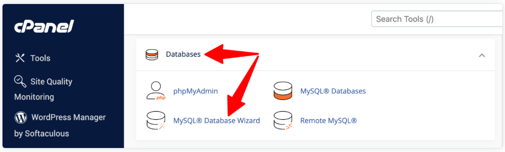 Open MySQL Database Wizard