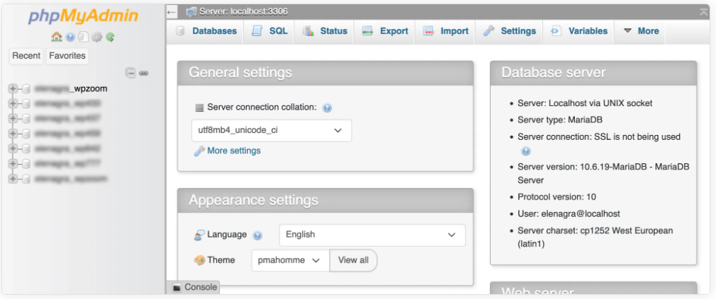 phpmyadmin wordpress database