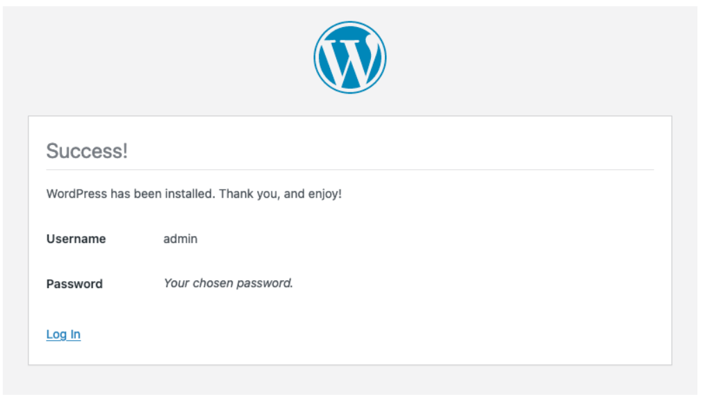 wordpress installation confirmation 
