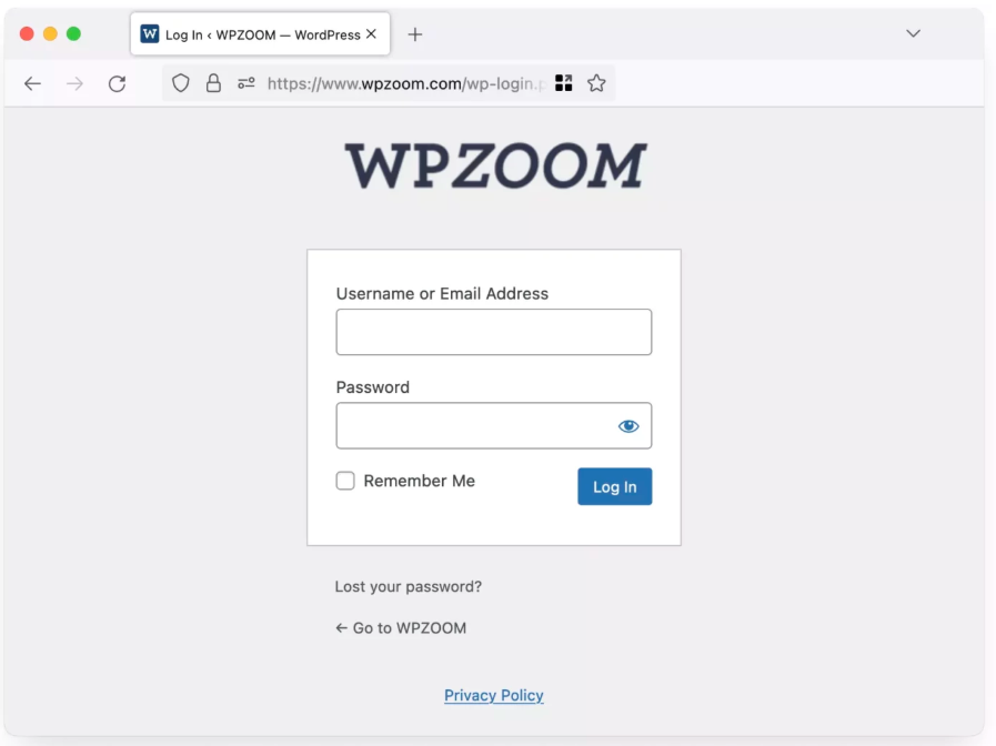 wordpress login page 