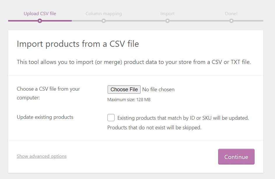 Choose CSV file 