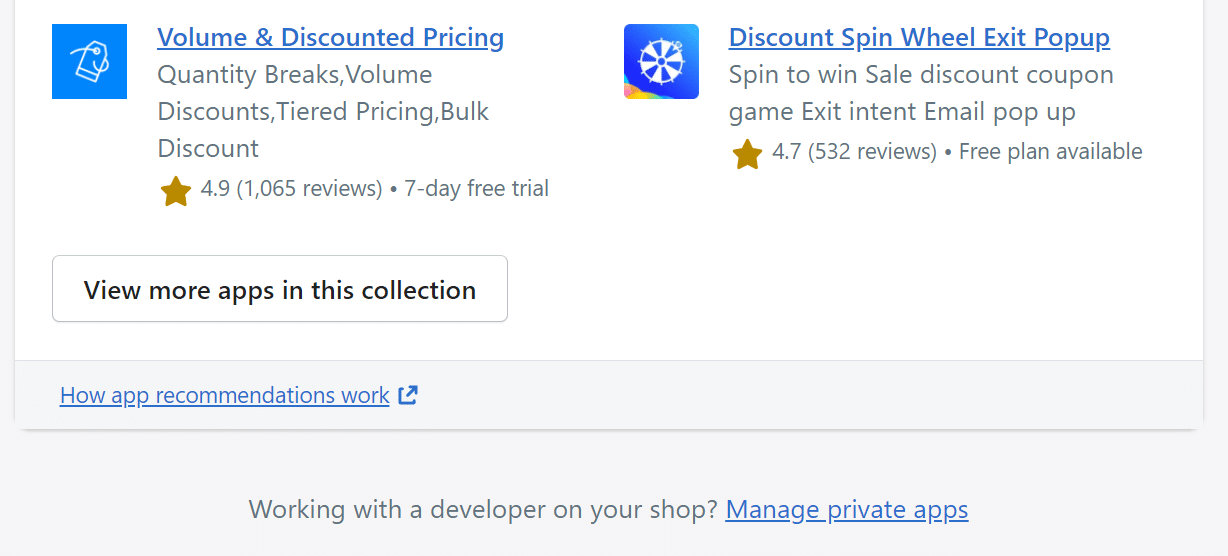 Manage priivate apps