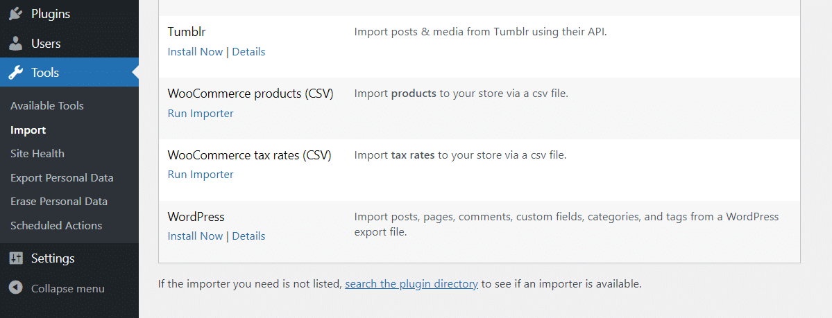 Run WooCommerce importer