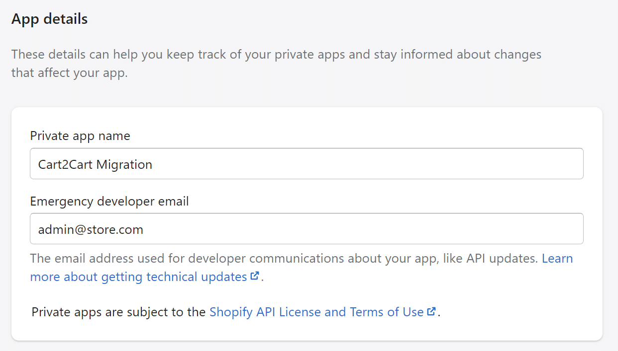Shopify app details 