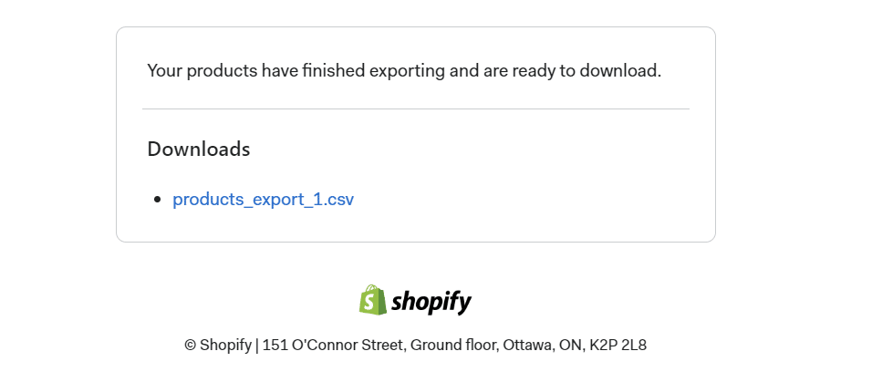 Shopify export email 