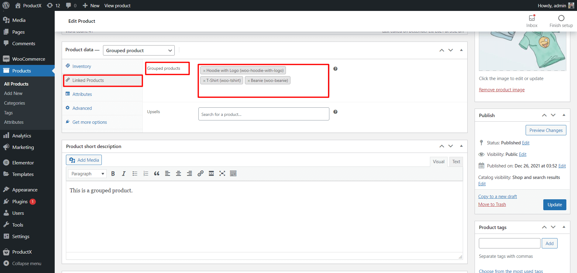 Add desire prodict to grouped products 