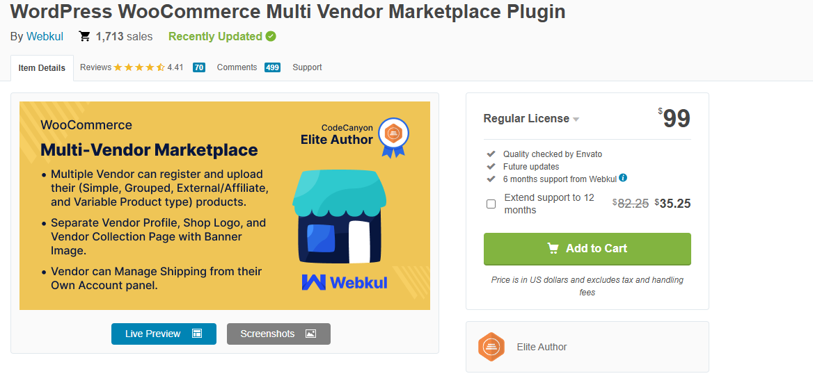 Webkul WooCommerce Multi Vendor Marketplace Plugin