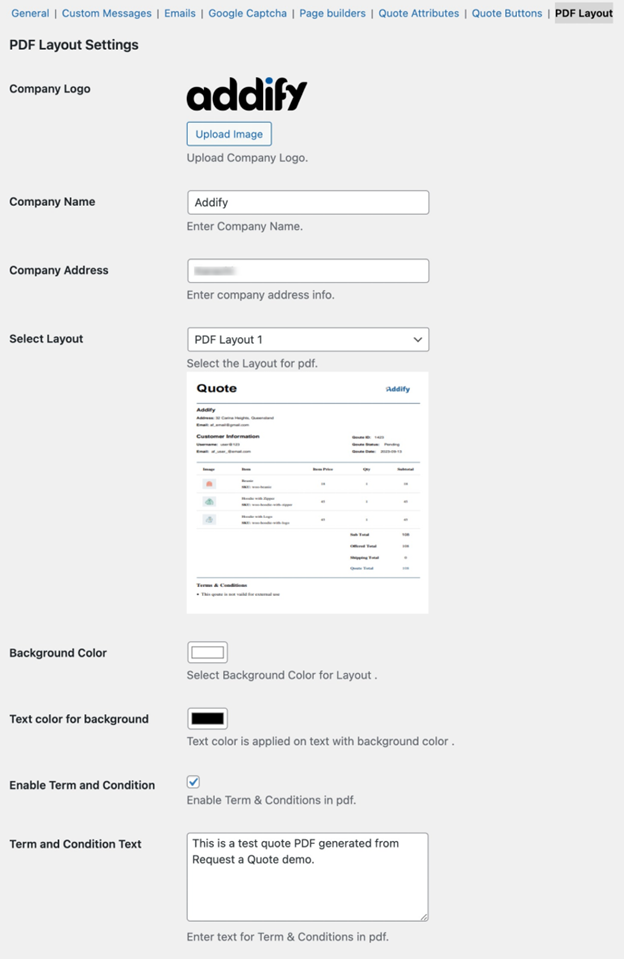 Layout settings
