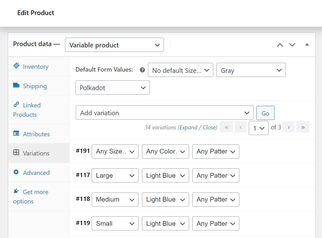 Variable product