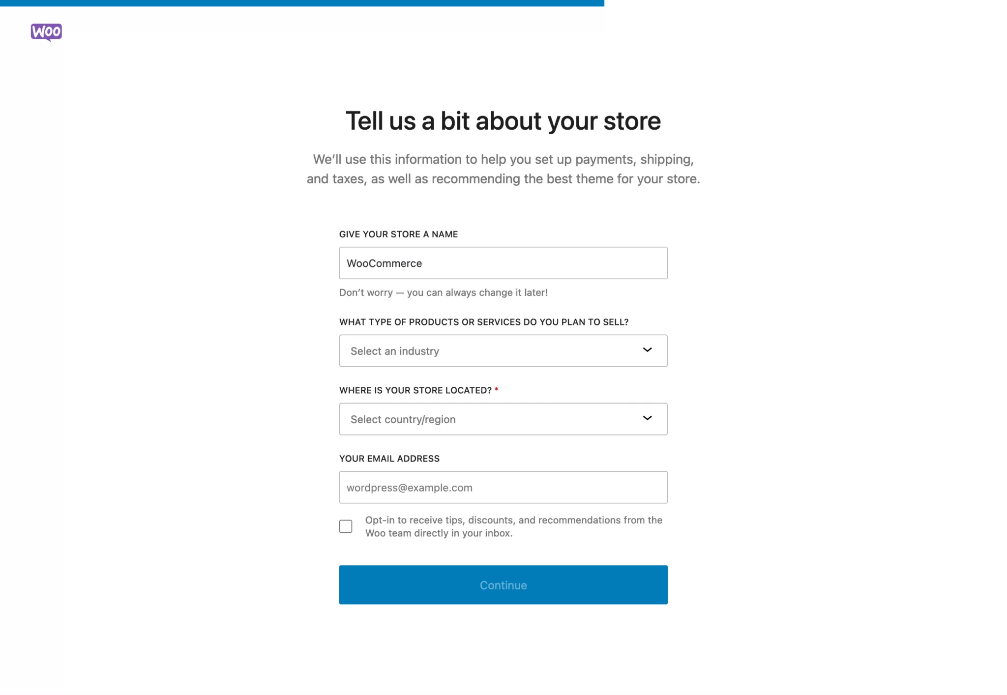 WooCommerce store details 