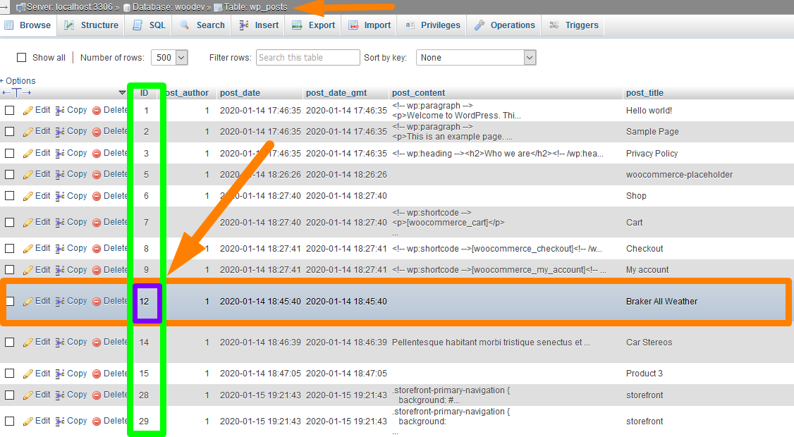 Using the database 