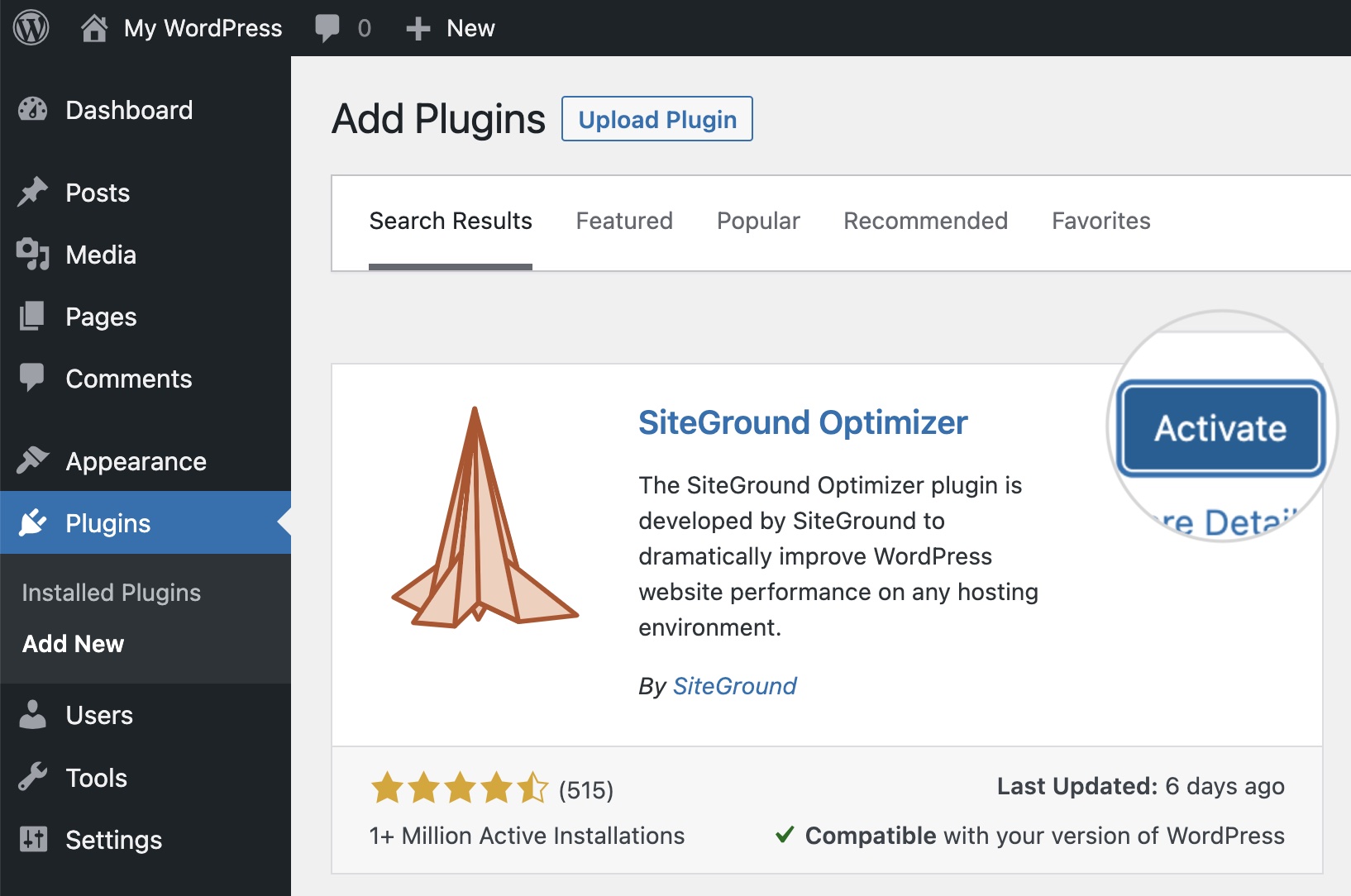 Activate install plugin 