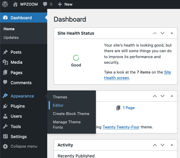WordPress editor 