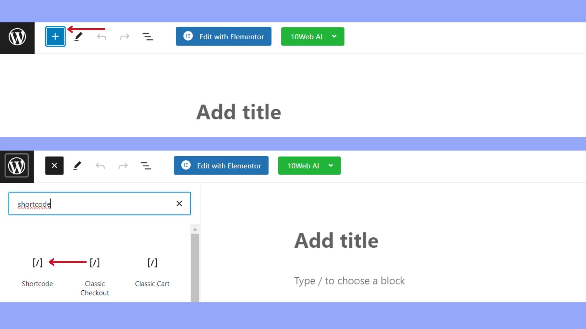 add a WooCommerce shortcode to a page