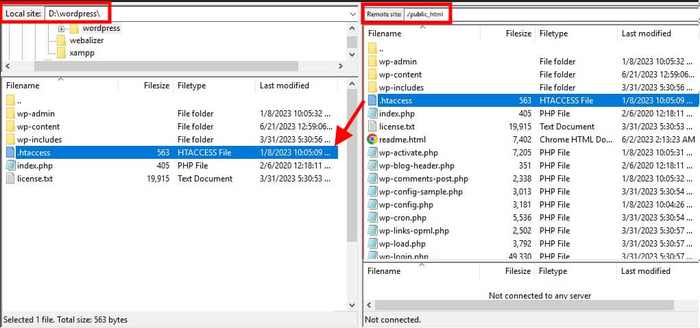 drag and drop htaccess file disable directory browsing in WordPress 