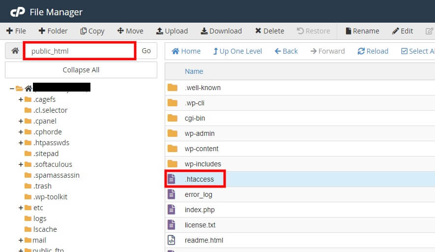 file manager htaccess disable directory browing in WordPress 