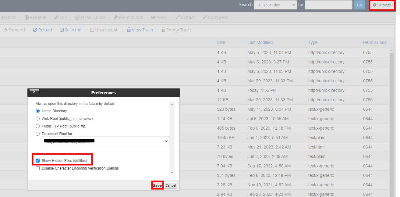Show hidden files disable directory browsing in WordPress 
