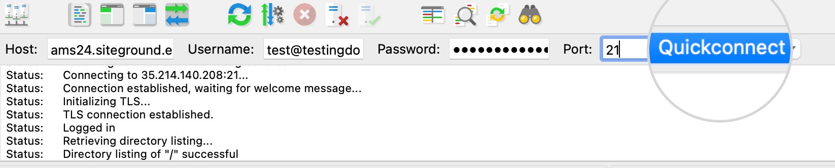 Connect via FTP file zilla 