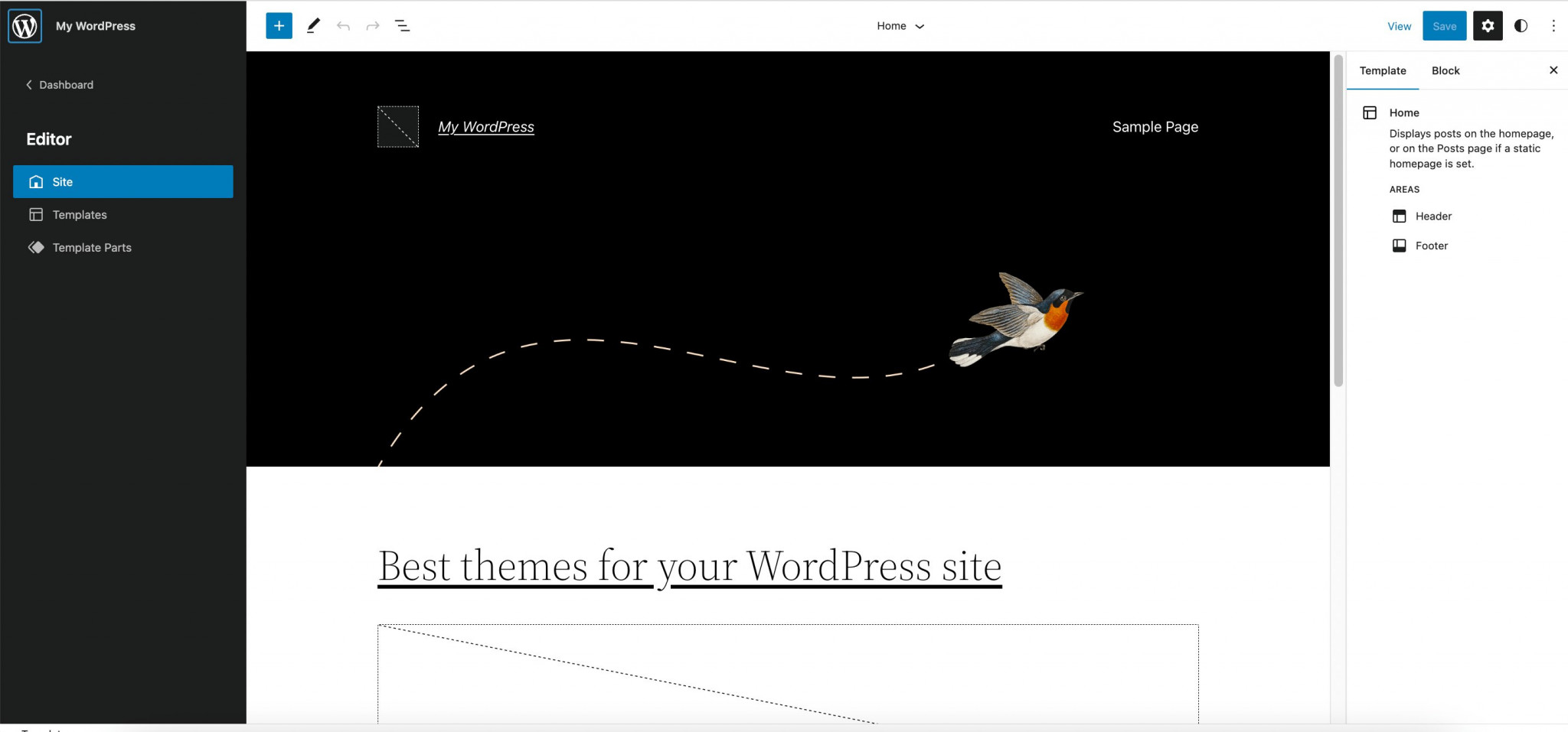 site editor home 