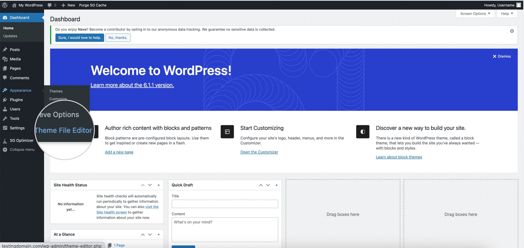 Theme file editor WordPress 
