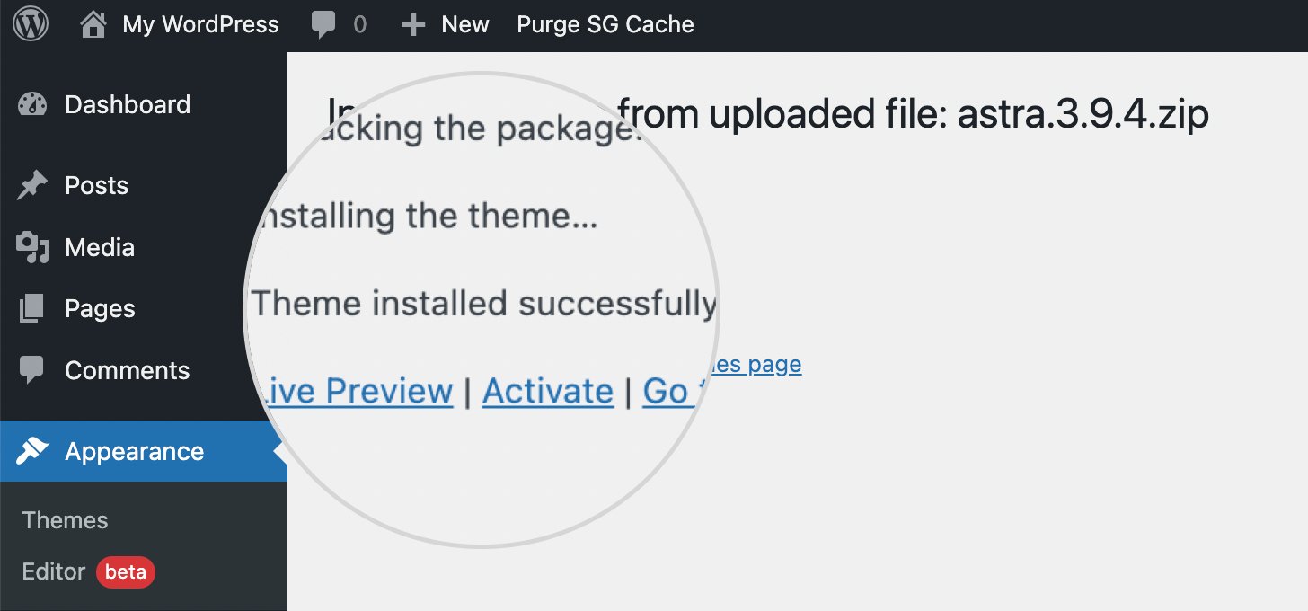 Install WordPress theme