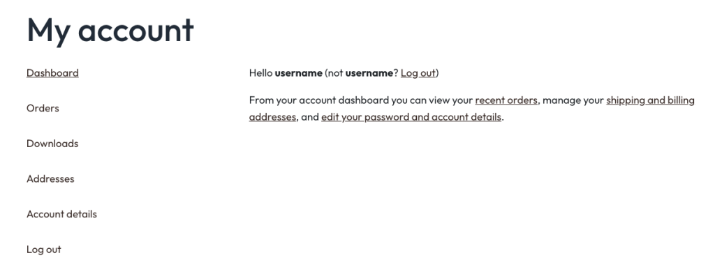 woocommerce shortcode user account 