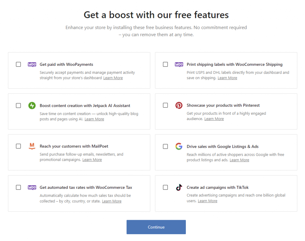 WordPress WooCommerce features 