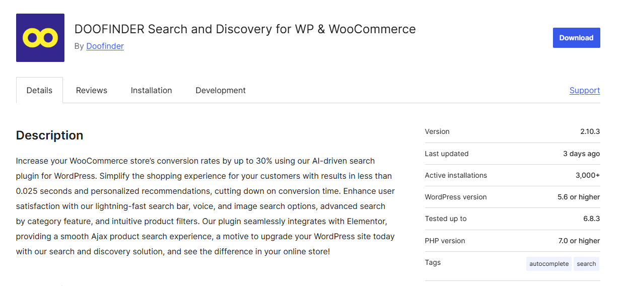 WooCommerce site search