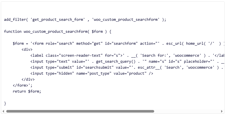 WooCommerce site search