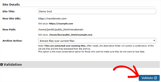 migrate WordPress site to new domain