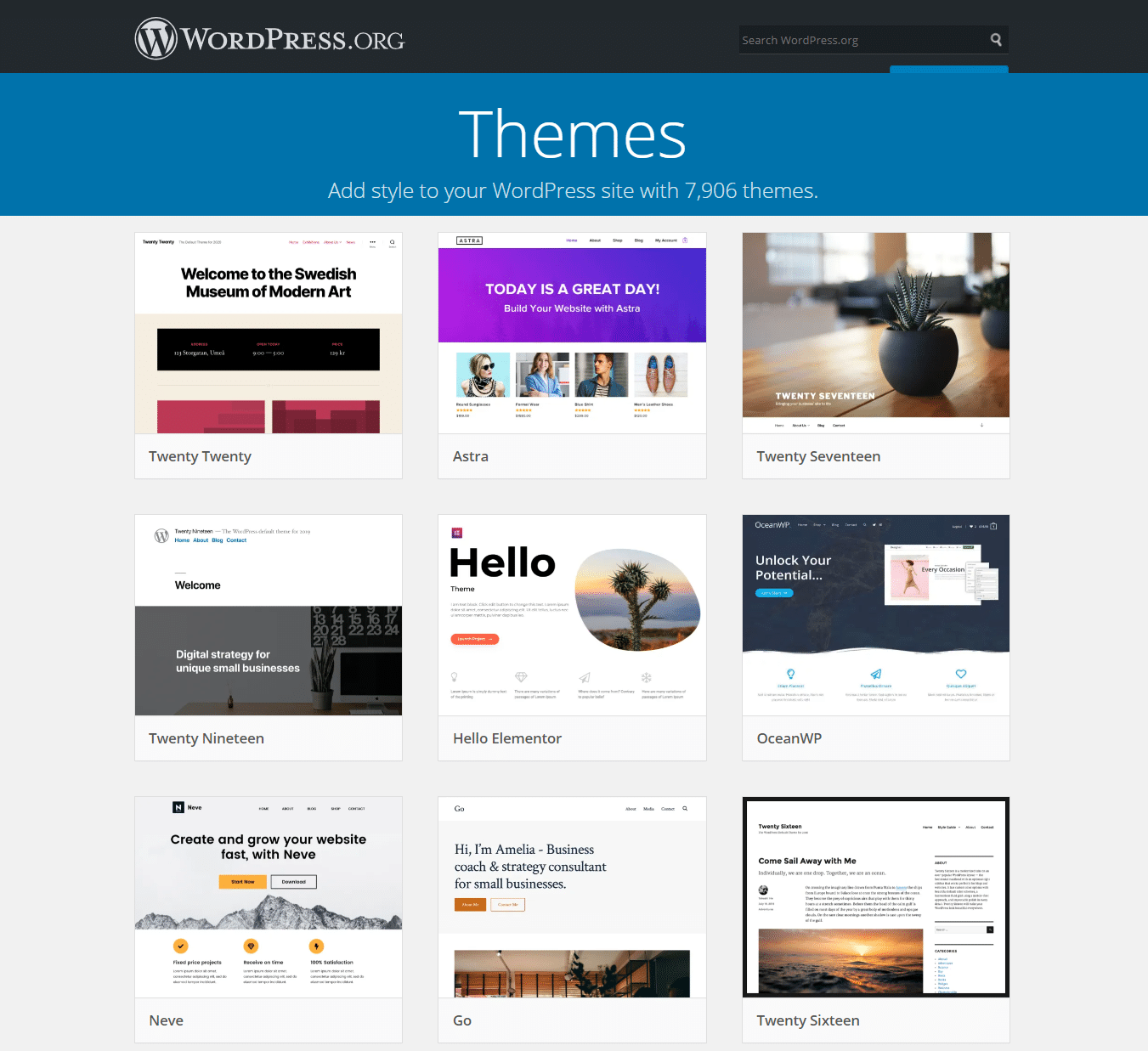 themes of wordpress