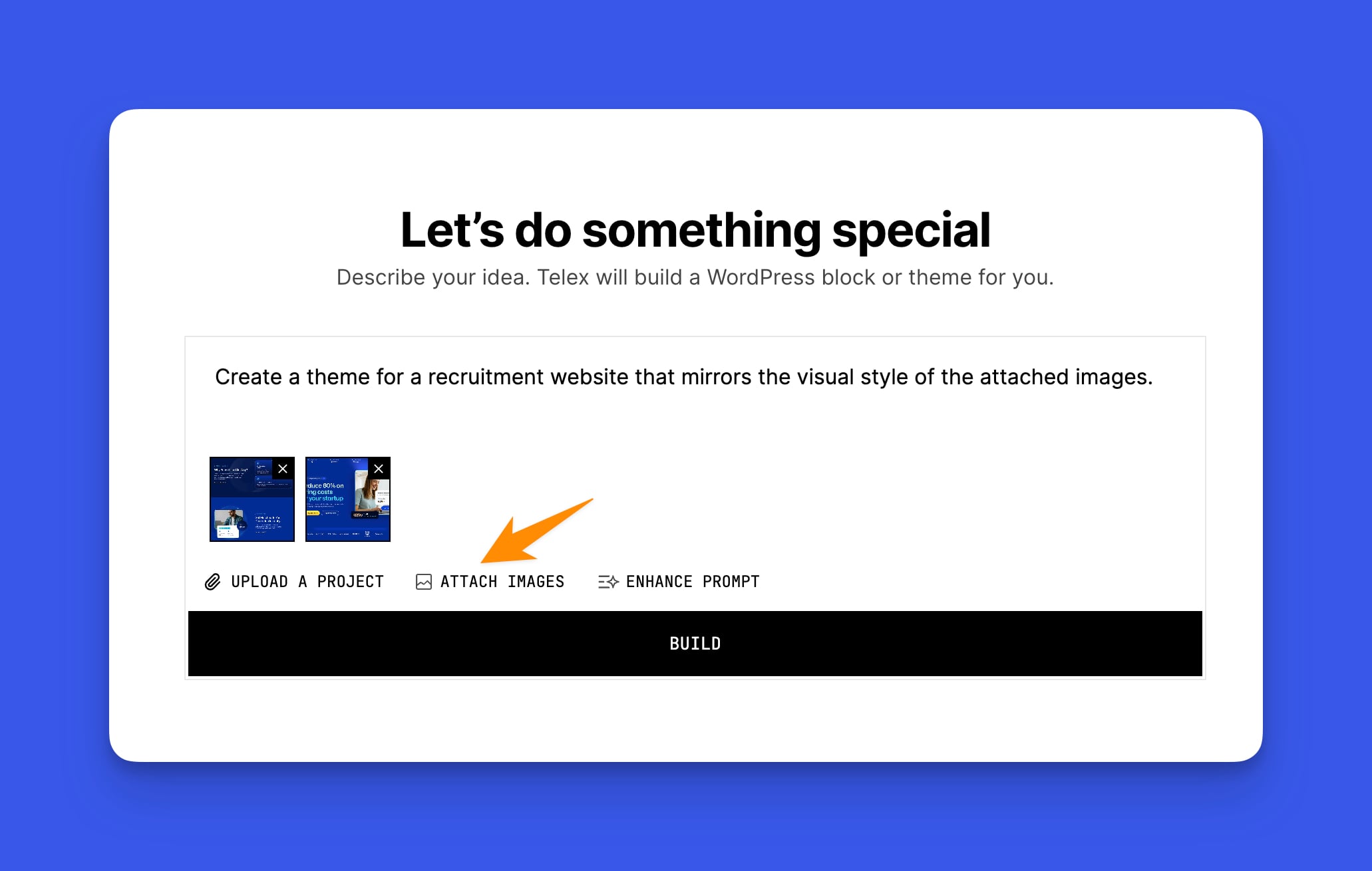Generate a WordPress Theme with Telex
