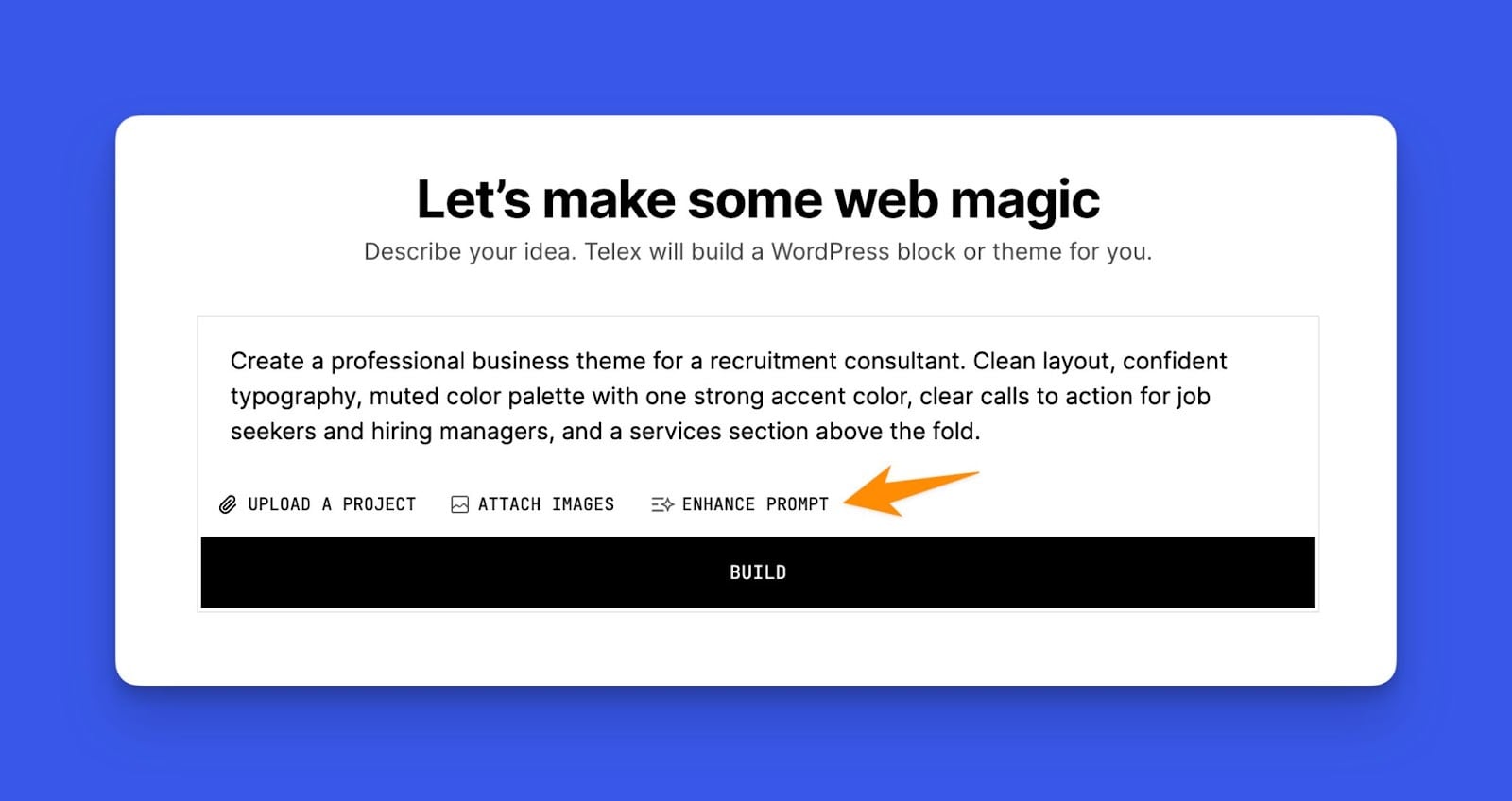 Generate a WordPress Theme with Telex